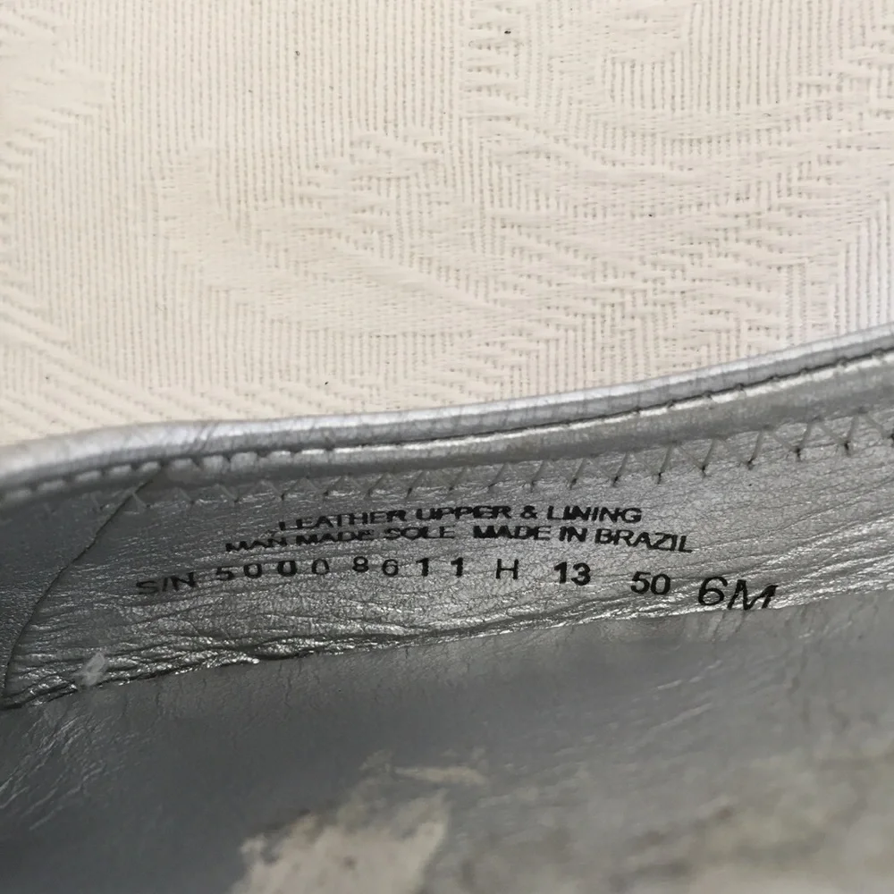 Tory Burch Reva Logo Silver Leather Ballet Flat